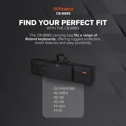 رولاند CB-B88S | لوحة المفاتيح حقيبة | لبوكات مفاتيح Slim 88 Note | يناسب RD-88EX ، RD-08 ، FP-30X ، FP-10 و GO: Piano88 | تصميم متين ومريح | حزام الكتف قابل للفصل | 2 جيوب الملحقات in Saudi Arabia