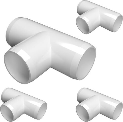 Formufit 1-1/2 "Tee Furniture Grade PVC Fitting باللون الأبيض ، مصنوعًا في الولايات المتحدة الأمريكية ، مقاومة للأشعة فوق البنفسجية ، مقاومة للتأثير ، 1.900" قطر المقبس الفعلي (حزمة 4)-F112Tee-WH-4 in Kuwait