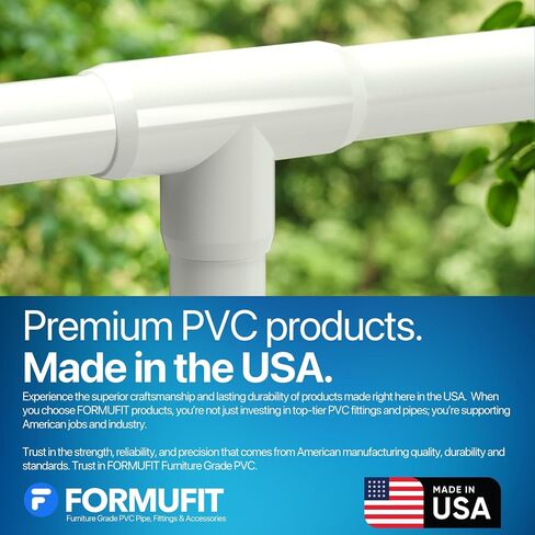 Formufit 1-1/2 "Tee Furniture Grade PVC Fitting باللون الأبيض ، مصنوعًا في الولايات المتحدة الأمريكية ، مقاومة للأشعة فوق البنفسجية ، مقاومة للتأثير ، 1.900" قطر المقبس الفعلي (حزمة 4)-F112Tee-WH-4 in Kuwait