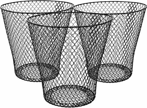 Wire Mesh Round Waste Basket, 9in (Black, Pack of 3) Lightweight Trash Can Open Top Wastebasket Recycling Bins Desk Office School Garbage Cans Home Essential & Custom Storage Carrier in Saudi Arabia