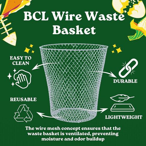 Wire Mesh Round Waste Basket, 9in (Black, Pack of 3) Lightweight Trash Can Open Top Wastebasket Recycling Bins Desk Office School Garbage Cans Home Essential & Custom Storage Carrier in Saudi Arabia