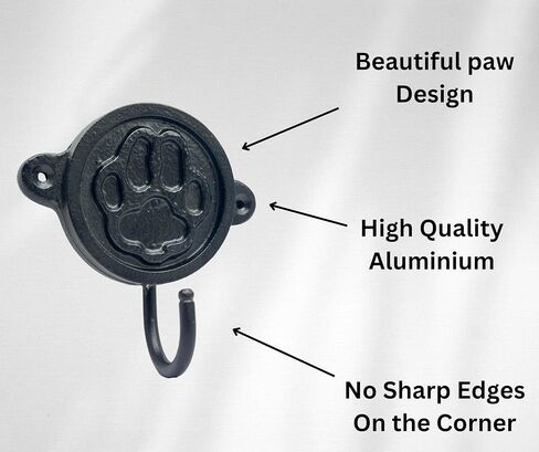 Aluminium Paw Print (1-Pack) Single Wall Hooks, Black Dog Themed Hooks for Hanging Leash, Dog Harness, Wall Mount Hanger, Organization Decorative Wall Hook in Saudi Arabia