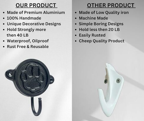 Aluminium Paw Print (1-Pack) Single Wall Hooks, Black Dog Themed Hooks for Hanging Leash, Dog Harness, Wall Mount Hanger, Organization Decorative Wall Hook in Saudi Arabia