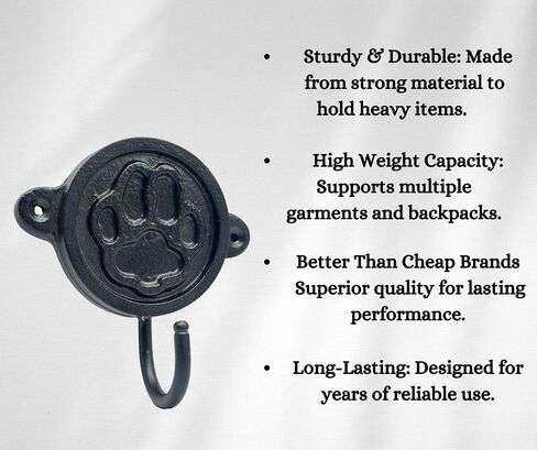 Aluminium Paw Print (1-Pack) Single Wall Hooks, Black Dog Themed Hooks for Hanging Leash, Dog Harness, Wall Mount Hanger, Organization Decorative Wall Hook in Saudi Arabia