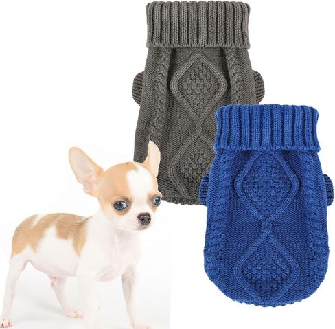 2 Pieces Small Dog Sweater, Chihuahua Sweater Spring Winter Cute Clothes for Yorkie Cat Extra Small Dog Clothes (Small) in Saudi Arabia