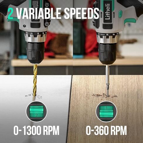 Litheli Cordless Drill Set, 20V Max Power Drill Cordless Set, 3/8" Keyless Chuck, 18+1 Torque Settings, Variable Speed, w/ 2.0 Ah Battery and 1 Hour Fast Charger Included in Saudi Arabia