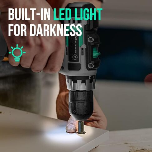 Litheli Cordless Drill Set, 20V Max Power Drill Cordless Set, 3/8" Keyless Chuck, 18+1 Torque Settings, Variable Speed, w/ 2.0 Ah Battery and 1 Hour Fast Charger Included in Saudi Arabia