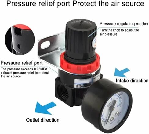 1pcs Pneumatic Components AR2000 Oil Water Separator Pressure Control Valve Gas air Filter(AR2000-BT6mm) in Saudi Arabia