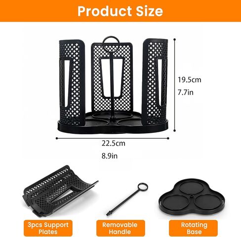 Rotating Coffee Cup Dispenser, Paper Cup Holder with 3 Compartments, Disposable Cups & Lid Holder Organizer with Handle for Countertops,Home,Kitchen,Coffee Stations in Saudi Arabia