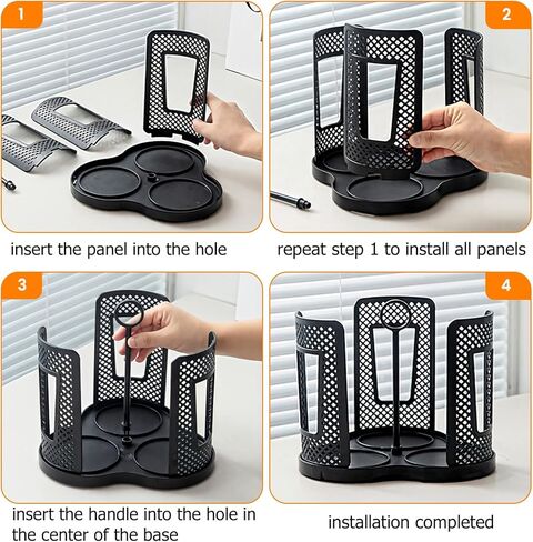 Rotating Coffee Cup Dispenser, Paper Cup Holder with 3 Compartments, Disposable Cups & Lid Holder Organizer with Handle for Countertops,Home,Kitchen,Coffee Stations in Saudi Arabia