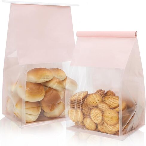 50 PCS Bread Facs for Breads محلية الصنع ، حقيبة مخبز خبز العجين المخمر القابلة لإعادة الاستخدام مع قفل TIN TIB TAB لتغليف الأطعمة المخبوزة (10.2 '× 6.3' x 5.1 ') (وردي) in Kuwait
