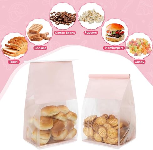 50 PCS Bread Facs for Breads محلية الصنع ، حقيبة مخبز خبز العجين المخمر القابلة لإعادة الاستخدام مع قفل TIN TIB TAB لتغليف الأطعمة المخبوزة (10.2 '× 6.3' x 5.1 ') (وردي) in Kuwait