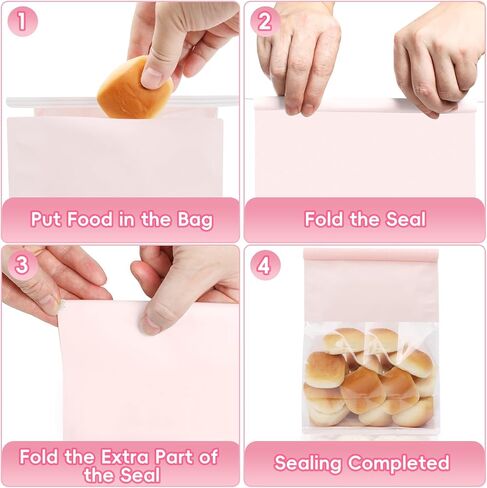 50 PCS Bread Facs for Breads محلية الصنع ، حقيبة مخبز خبز العجين المخمر القابلة لإعادة الاستخدام مع قفل TIN TIB TAB لتغليف الأطعمة المخبوزة (10.2 '× 6.3' x 5.1 ') (وردي) in Kuwait