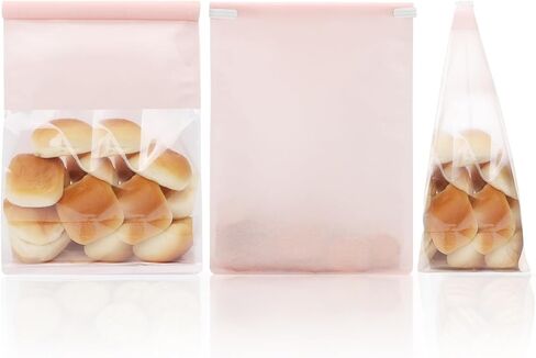 50 PCS Bread Facs for Breads محلية الصنع ، حقيبة مخبز خبز العجين المخمر القابلة لإعادة الاستخدام مع قفل TIN TIB TAB لتغليف الأطعمة المخبوزة (10.2 '× 6.3' x 5.1 ') (وردي) in Kuwait