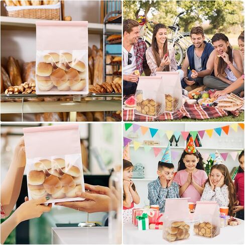 50 PCS Bread Facs for Breads محلية الصنع ، حقيبة مخبز خبز العجين المخمر القابلة لإعادة الاستخدام مع قفل TIN TIB TAB لتغليف الأطعمة المخبوزة (10.2 '× 6.3' x 5.1 ') (وردي) in Kuwait