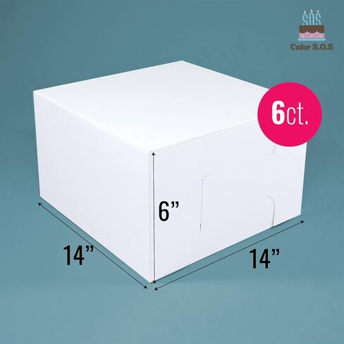 14x14x6 White Cake box, Premium Bakery Boxes, One piece, Perfect for packaging and selling cakes, donuts, cookies, and muffins, Pack of 6 in Saudi Arabia