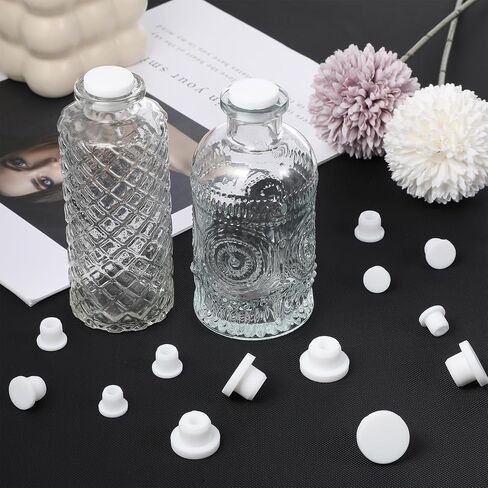 25 PCS Salt and Pepper Stoppers Plugs ، قابس سدادة زجاجة سيليكون قابلة لإعادة الاستخدام (10 12 13 15 15 16 مم) بديل لزجاء الملح لأنابيب زجاجات الأواني in Saudi Arabia