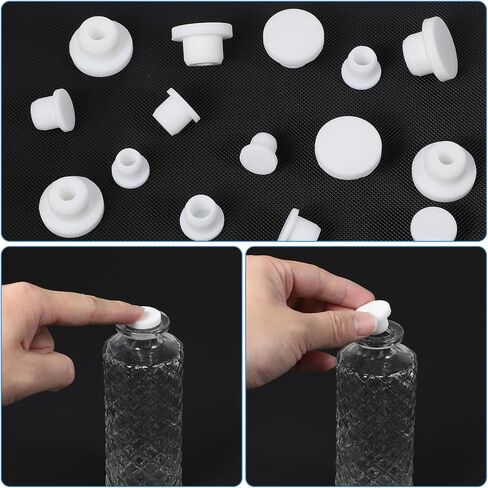 25 PCS Salt and Pepper Stoppers Plugs ، قابس سدادة زجاجة سيليكون قابلة لإعادة الاستخدام (10 12 13 15 15 16 مم) بديل لزجاء الملح لأنابيب زجاجات الأواني in Saudi Arabia