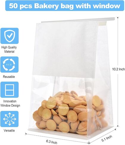 50 PCS Bread Facs for Breads محلية الصنع ، حقيبة مخبز خبز العجين المخمر القابلة لإعادة الاستخدام مع قفل TIN TIB TAB لتغليف الأطعمة المخبوزة (10.2 '× 6.3' x 5.1 ') (وردي) in Kuwait