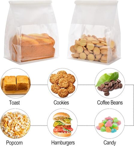 50 PCS Bread Facs for Breads محلية الصنع ، حقيبة مخبز خبز العجين المخمر القابلة لإعادة الاستخدام مع قفل TIN TIB TAB لتغليف الأطعمة المخبوزة (10.2 '× 6.3' x 5.1 ') (وردي) in Kuwait