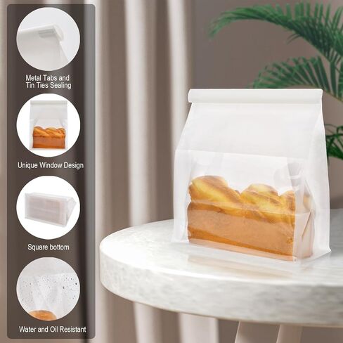 50 PCS Bread Facs for Breads محلية الصنع ، حقيبة مخبز خبز العجين المخمر القابلة لإعادة الاستخدام مع قفل TIN TIB TAB لتغليف الأطعمة المخبوزة (10.2 '× 6.3' x 5.1 ') (وردي) in Kuwait