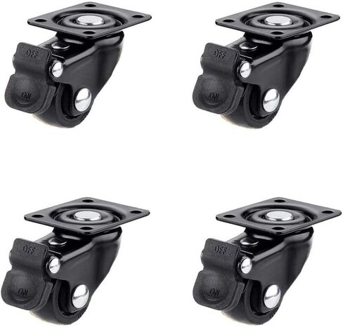 Wheels,caster wheels, Casters,roller, wheels， Plate Casters Furniture Wheels 1 inches Heavy Duty 100kg Silent Rubber with Brake Swivel s Plate casters for Table Desk Trolley Baby cot Crib 4 pcs in Saudi Arabia