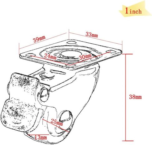 Wheels,caster wheels, Casters,roller, wheels， Plate Casters Furniture Wheels 1 inches Heavy Duty 100kg Silent Rubber with Brake Swivel s Plate casters for Table Desk Trolley Baby cot Crib 4 pcs in Saudi Arabia
