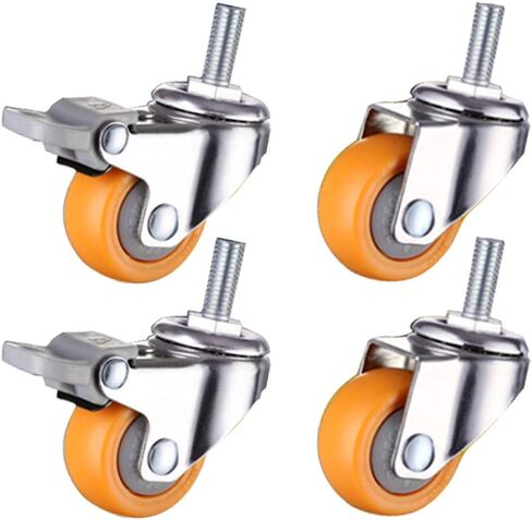 Wheels,caster wheels, Casters,roller, wheels， Plate Casters Small Wheels for Furniture 25mm 1inch/125'' Thread M6 Swivel casters with Brake 100kg for Crib Universal Wheel for Trolley Office Chair Shel in Saudi Arabia