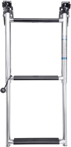 White Water - 4 Step Telescoping Folding Transom Ladder | Marine 304 Stainless Steel Boat Ladder | Rear Entry | Corrosion Resistant Non-Slip Steps | Pontoon Swim Platform Mount | B00364 in Saudi Arabia