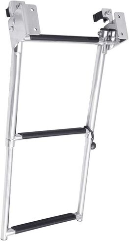 White Water - 4 Step Telescoping Folding Transom Ladder | Marine 304 Stainless Steel Boat Ladder | Rear Entry | Corrosion Resistant Non-Slip Steps | Pontoon Swim Platform Mount | B00364 in Saudi Arabia