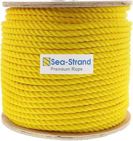 5/8" x 600' Reel, Yellow, 3-Strand Polypropylene Rope for Mooring, Anchoring, Crafts, Swings | Rot Resistant | Heavy Duty in Saudi Arabia
