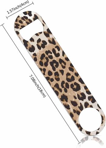 Animal Skin Texture Stainless Steel Bottle Opener Brown Black Beige Leopard Pattern Abstract Art Flat Beer Bottle Opener Keychain for Home Kitchen Bar Restaurant Party Birthday Gift in Kuwait