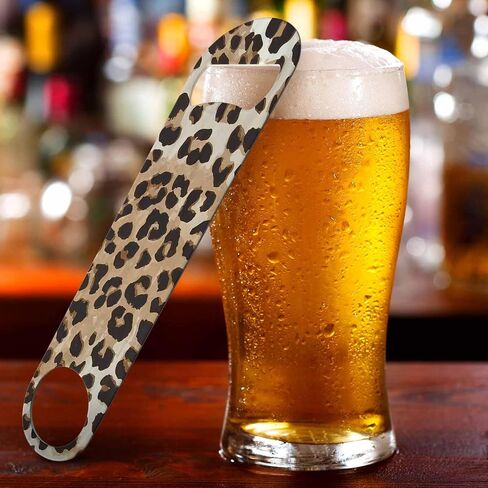 Animal Skin Texture Stainless Steel Bottle Opener Brown Black Beige Leopard Pattern Abstract Art Flat Beer Bottle Opener Keychain for Home Kitchen Bar Restaurant Party Birthday Gift in Kuwait