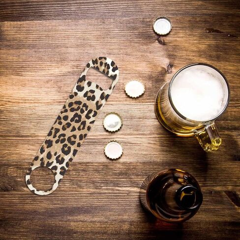 Animal Skin Texture Stainless Steel Bottle Opener Brown Black Beige Leopard Pattern Abstract Art Flat Beer Bottle Opener Keychain for Home Kitchen Bar Restaurant Party Birthday Gift in Kuwait