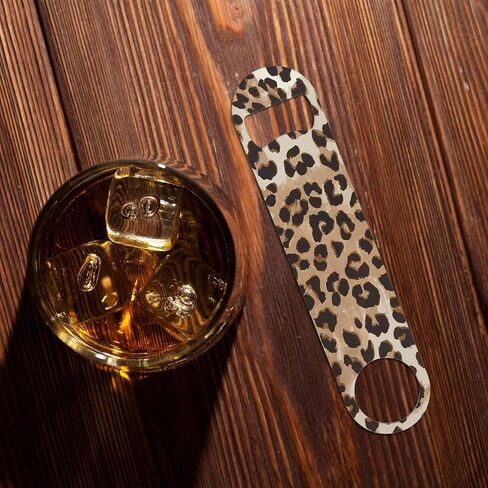 Animal Skin Texture Stainless Steel Bottle Opener Brown Black Beige Leopard Pattern Abstract Art Flat Beer Bottle Opener Keychain for Home Kitchen Bar Restaurant Party Birthday Gift in Kuwait