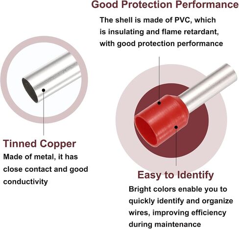 Meccanixity 250 pcs Ferrule Ferrule Costrical Wire Connectors محطات سلكية تجعيد الأسلاك مجموعة الموصل 10 AWG للمشاريع الكهربائية الصناعية الصناعية ، الأحمر in Saudi Arabia