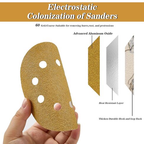 100 PCS 5 بوصة 8 أقراص الصنفرة ثقب ، 60/80/120/150/320 خطاف الجليد والحلقة الدائرية لعلق صنفرة مدارية عشوائية ، أكسيد الألومنيوم المتقدم ، مناسب لطحن المعدن والخشب والبلاستيك والبلاستيك in Kuwait