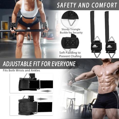 Wrist Cuffs Weight Lifting Straps – Heavy-Duty Cable Machine Attachments & Weightlifting Wrist Support for Lateral Raises, Pull Exercises & Strength Training in Saudi Arabia