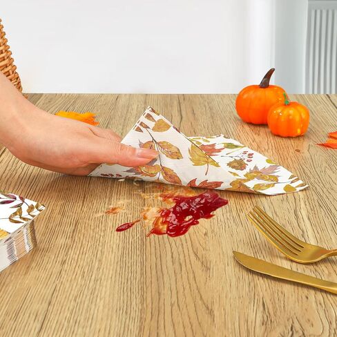 50 Pcs Fall Leaves Party Napkins Maple Leaf Paper Napkin 3 Ply Autumn Disposable Napkins Fall Leaf Luncheon Dinner Napkin for Thanksgiving Autumn Harvest Home Kitchen Party Supplies, 6.5 x 6.5 Inch in Saudi Arabia