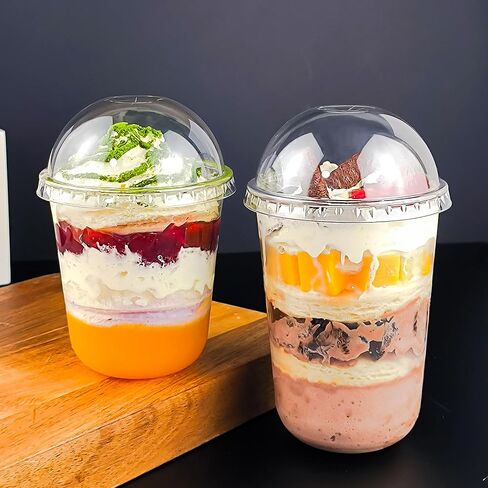 16oz 50 Set Disposable Plastic Cups with Dome Lids and Straws, Clear Iced Coffee Cups with lids, Round Bottom Plastic Cup for Milkshakes Juice Beverages Holiday Party Outdoor Picnic Supplies in Saudi Arabia