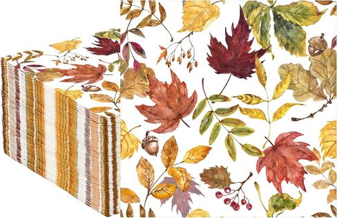 50 Pcs Fall Leaves Party Napkins Maple Leaf Paper Napkin 3 Ply Autumn Disposable Napkins Fall Leaf Luncheon Dinner Napkin for Thanksgiving Autumn Harvest Home Kitchen Party Supplies, 6.5 x 6.5 Inch in Saudi Arabia
