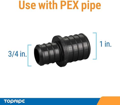(حزمة من 10) Topaipe 3/4 بوصة PEX Poly Poly اقتران ، اقتران تجعيد PPSU للأنابيب ، تجهيزات السباكة ، تجهيزات التدفق الكامل بولي لأنابيب PEX ، ASTM F2159 in Kuwait