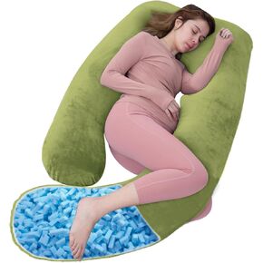 AS AWESLING Shredded Memory Foam Body Pillow, Pregnancy Pillows for Sleeping, Maternity Pillow for Pregnant Women, Memory Foam Filling U Shaped Body Pillow with Velvet Cover in Kuwait