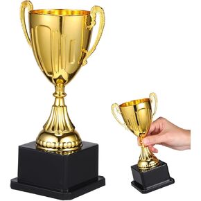 Magiclulu Small Gold Award Trophy ، 7.48 بوصة كأس بلاستيكية مع جائزة أسود سكوير الفوز لبطولات مسابقات الرياضة كرة القدم هدية in Kuwait