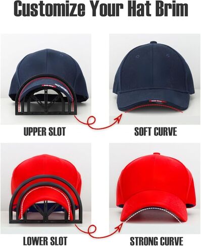 BRATEAYA Hat Brim Bender، أداة تشكيل فاتورة القبعة السهلة لقبعات البيسبول، منحنى القناع، شريط تقوس القبعة المثالي، أداة حافة منحنية للقبعات المسطحة، ملحقات القبعة للرجال، حزمة من 4 (أبيض) in Kuwait