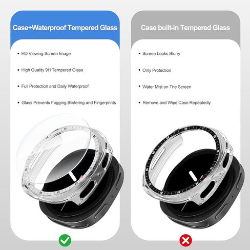Case for Samsung Galaxy Watch 8 Screen Protector 40mm 44mm,Hard PC Cover+HD Anti-Fog Tempered Glass Waterproof Protective Film Full Protection Scale Bumper for Samsung Galaxy Watch 8 Case 40 44 mm in Kuwait