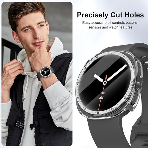 Case for Samsung Galaxy Watch 8 Screen Protector 40mm 44mm,Hard PC Cover+HD Anti-Fog Tempered Glass Waterproof Protective Film Full Protection Scale Bumper for Samsung Galaxy Watch 8 Case 40 44 mm in Kuwait