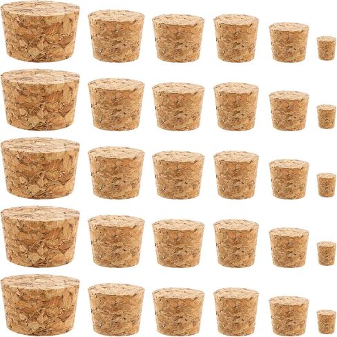 30pcs Cork Stoppers ، 6 أحجام ، فلين للزجاجات ، سدادة زجاجة الفلين المدببة الخشبية لمشاريع DIY ، ختم محكم الإغلاق ، زجاجات النبيذ in Kuwait