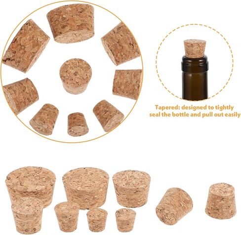 30pcs Cork Stoppers ، 6 أحجام ، فلين للزجاجات ، سدادة زجاجة الفلين المدببة الخشبية لمشاريع DIY ، ختم محكم الإغلاق ، زجاجات النبيذ in Kuwait