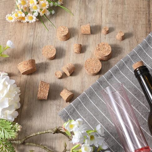 30pcs Cork Stoppers ، 6 أحجام ، فلين للزجاجات ، سدادة زجاجة الفلين المدببة الخشبية لمشاريع DIY ، ختم محكم الإغلاق ، زجاجات النبيذ in Kuwait